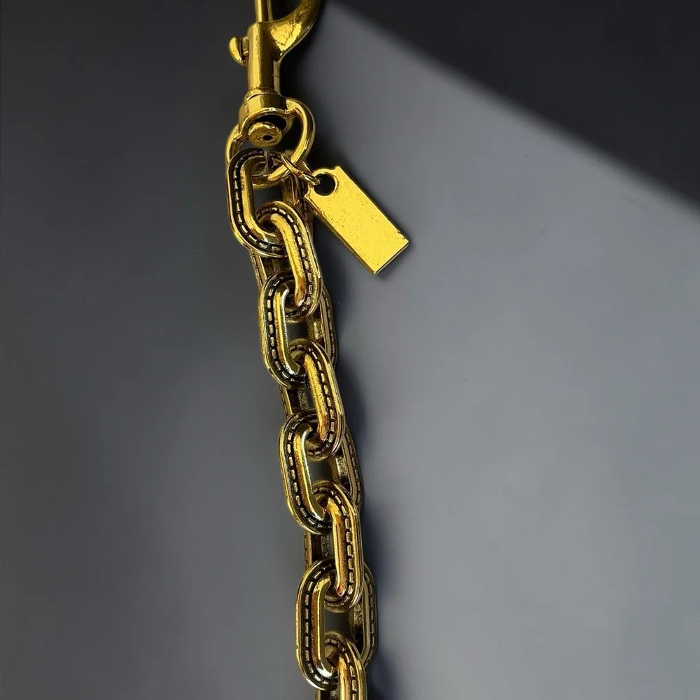 Gold Etched Chain Bag Strap 10” Vintage Luxe Minimalist Classic Purse